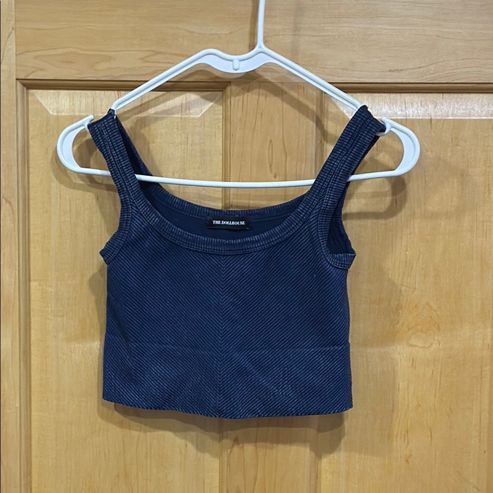 The dollhouse Blue Fitted Crop Tank Top XS